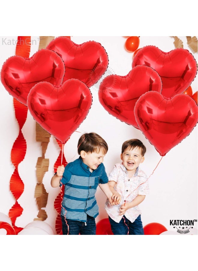 مجموعة بالونات فويل على شكل قلب أحمر – عبوة من 6 قطع | تدعم الهيليوم | طقم بالونات حب رومانسية | بالونات قلب حمراء لتزيين حفلات الزفاف، ذكرى الزواج، يوم الفالنتاين، عروض الزواج، حفلات ما قبل الزفاف، وحفلات أعياد الميلاد. - Image 5